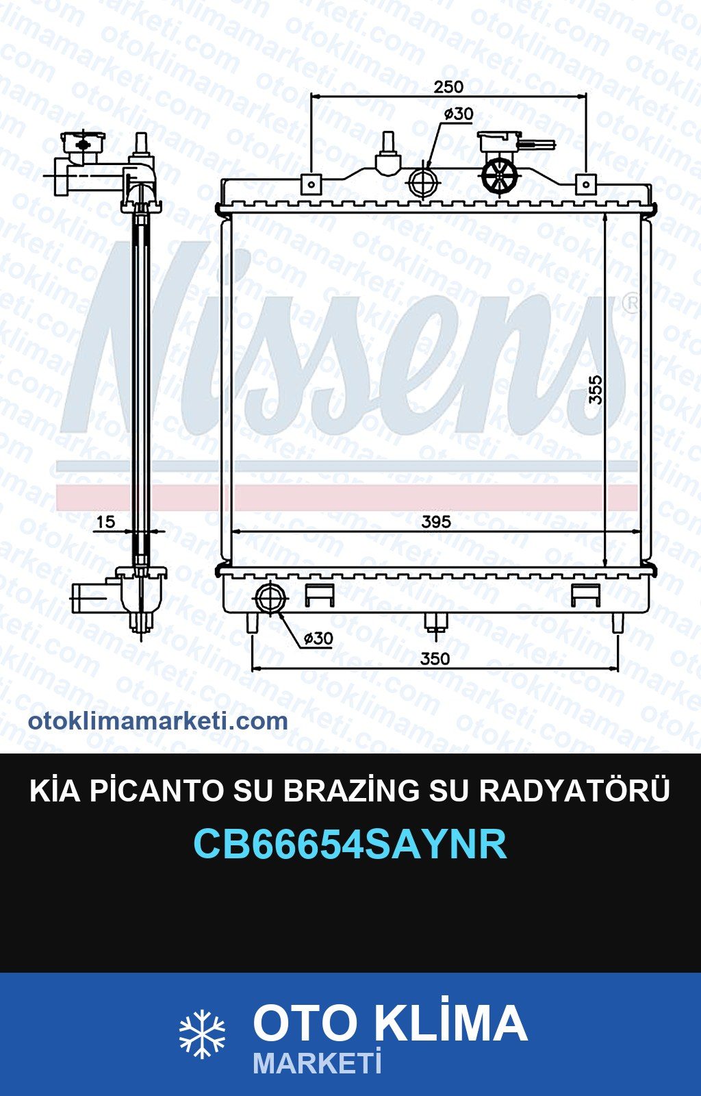 Kia Picanto Su Brazing Su Radyatörü — SU RADYATÖRÜ — UNICORE marka — Uyumlu: KIA