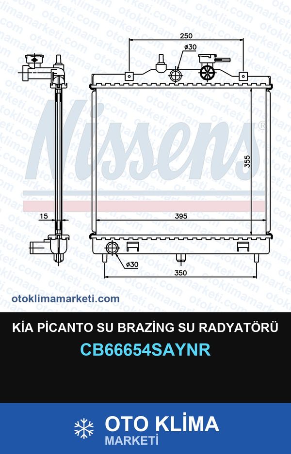Kia Picanto Su Brazing Su Radyatörü — SU RADYATÖRÜ — UNICORE marka — Uyumlu: KIA