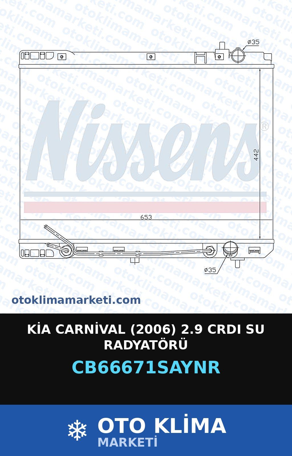 Kia Carnival (2006) 2.9 CRDI Su Radyatörü — SU RADYATÖRÜ — UNICORE marka — Uyumlu: KIA