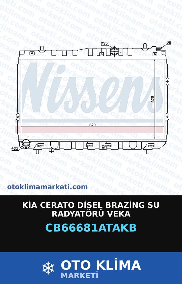 Kia Cerato Disel Brazing Su Radyatörü Veka — SU RADYATÖRÜ — VEKA marka — Uyumlu: KIA