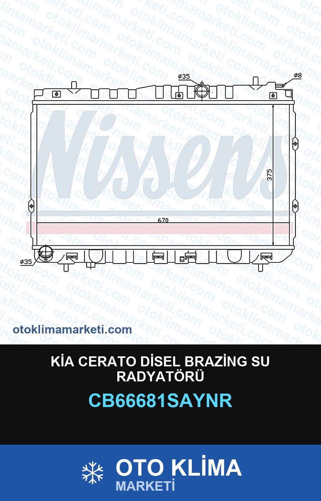Kia Cerato Disel Brazing Su Radyatörü — SU RADYATÖRÜ — UNICORE marka — Uyumlu: KIA