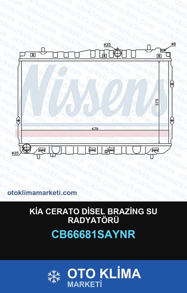 Kia Cerato Disel Brazing Su Radyatörü — SU RADYATÖRÜ — UNICORE marka — Uyumlu: KIA