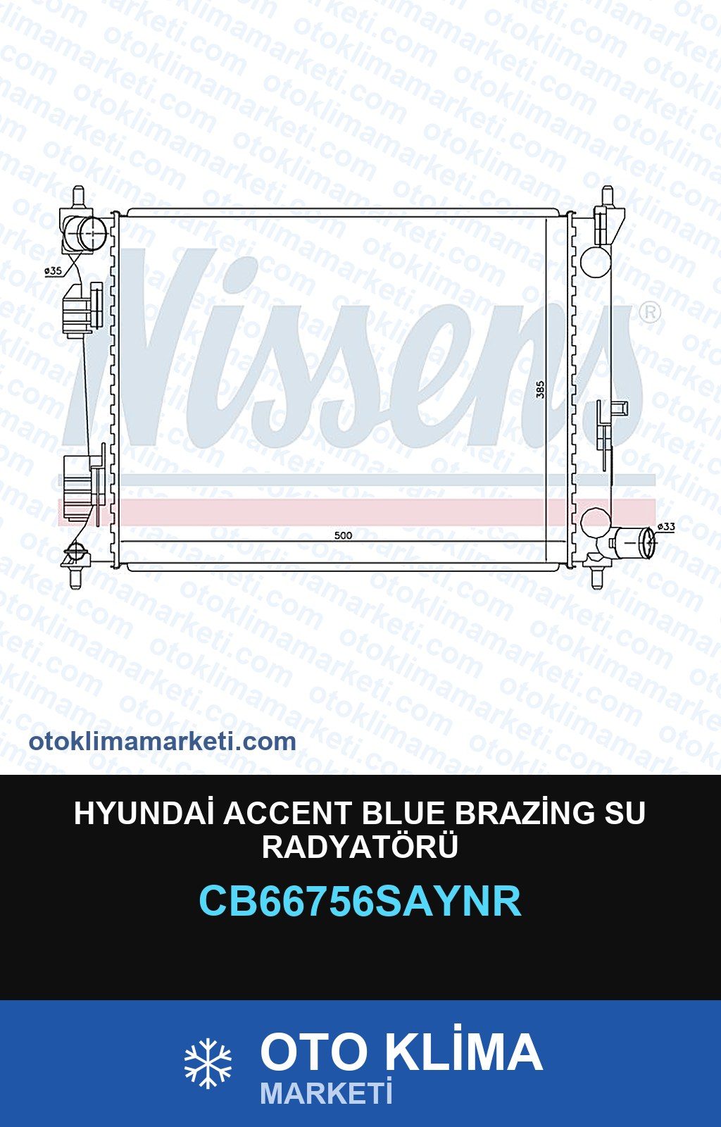 Hyundai Accent Blue Brazing Su Radyatörü — SU RADYATÖRÜ — UNICORE marka — Uyumlu: HYUNDAI