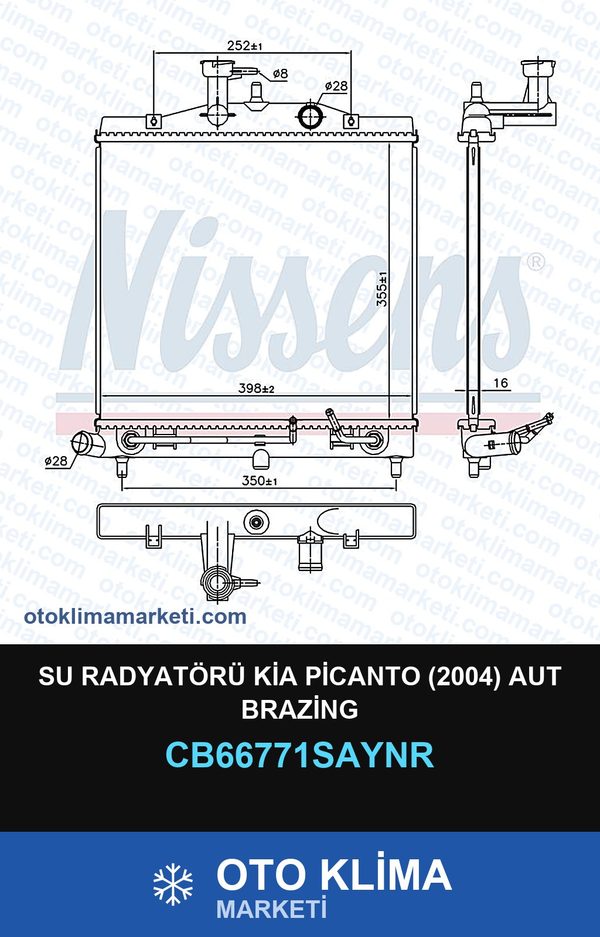 Su Radyatörü Kia Picanto (2004) Aut Brazing — SU RADYATÖRÜ — UNICORE marka — Uyumlu: KIA