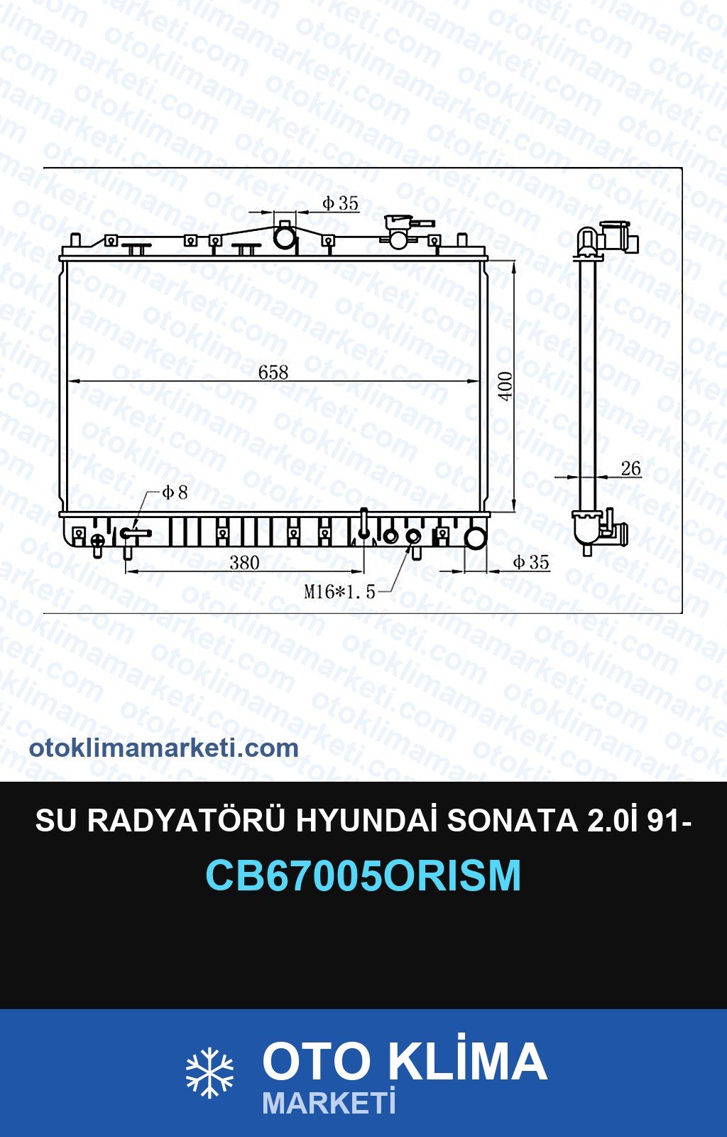 Su Radyatörü Hyundai Sonata 2.0İ 91- — SU RADYATÖRÜ — ORİS marka — Uyumlu: HYUNDAI