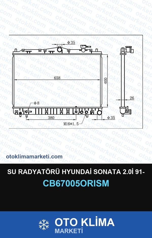 Su Radyatörü Hyundai Sonata 2.0İ 91- — SU RADYATÖRÜ — ORİS marka — Uyumlu: HYUNDAI