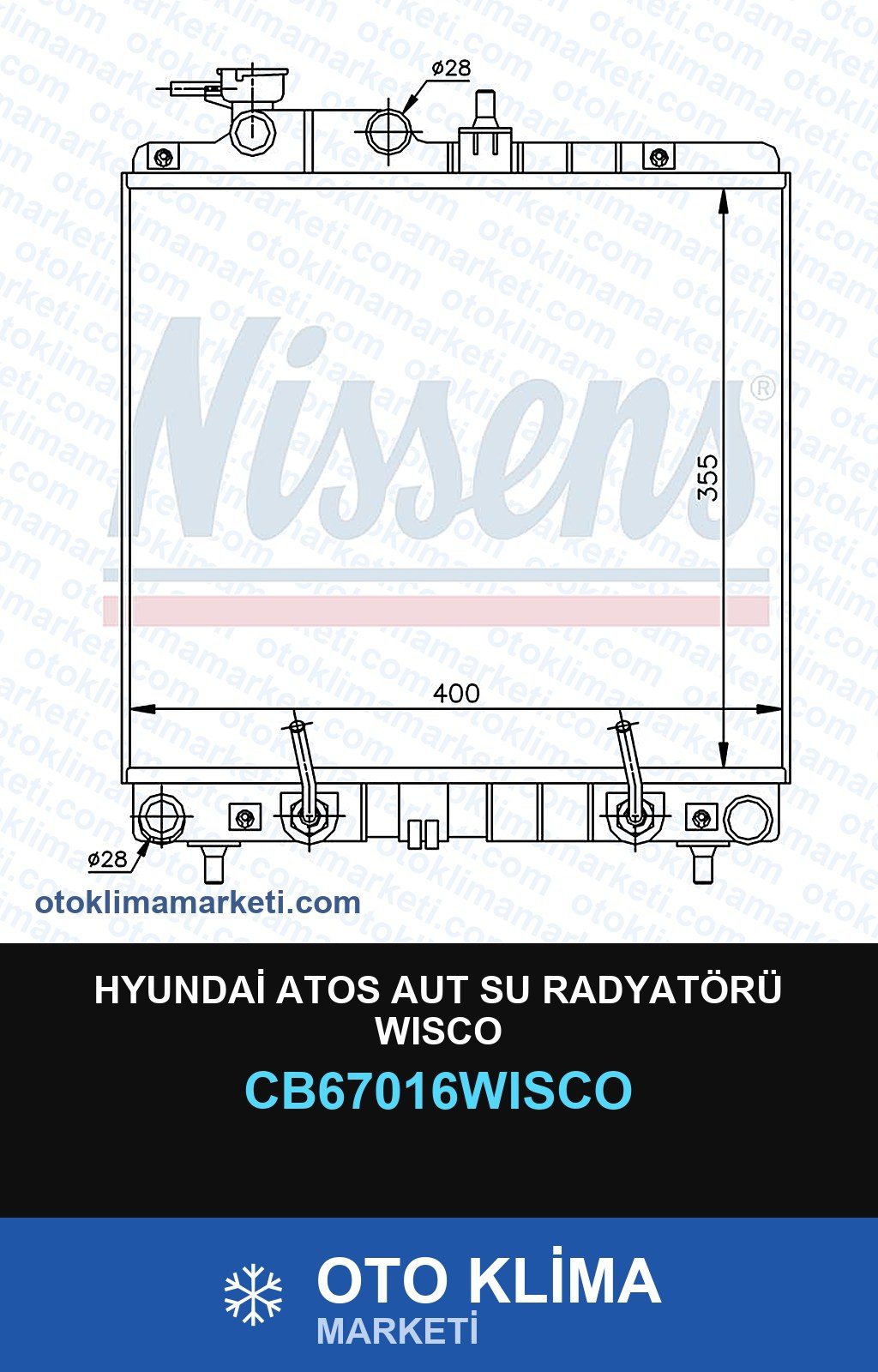 Hyundai Atos Aut Su Radyatörü Wisco — SU RADYATÖRÜ — WISCO marka — Uyumlu: HYUNDAI