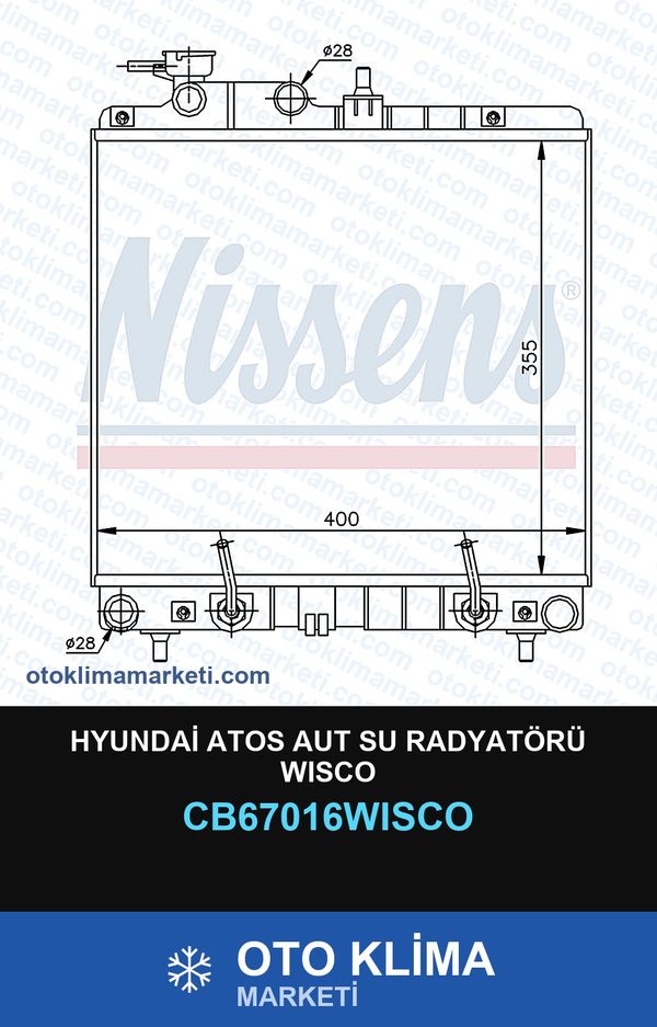 Hyundai Atos Aut Su Radyatörü Wisco — SU RADYATÖRÜ — WISCO marka — Uyumlu: HYUNDAI