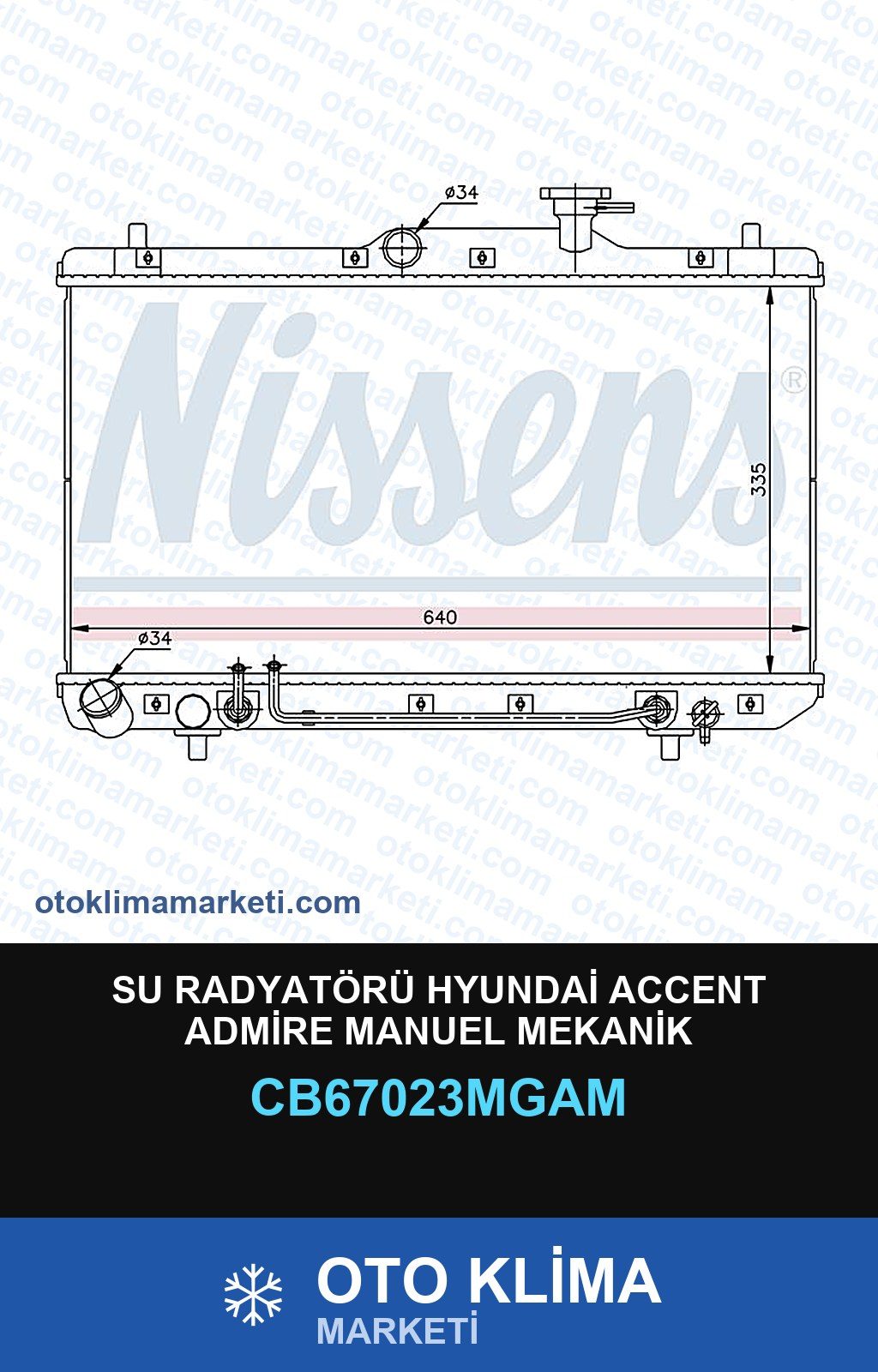 Su Radyatörü Hyundai Accent Admire Manuel Mekanik — SU RADYATÖRÜ — MGA marka — Uyumlu: HYUNDAI