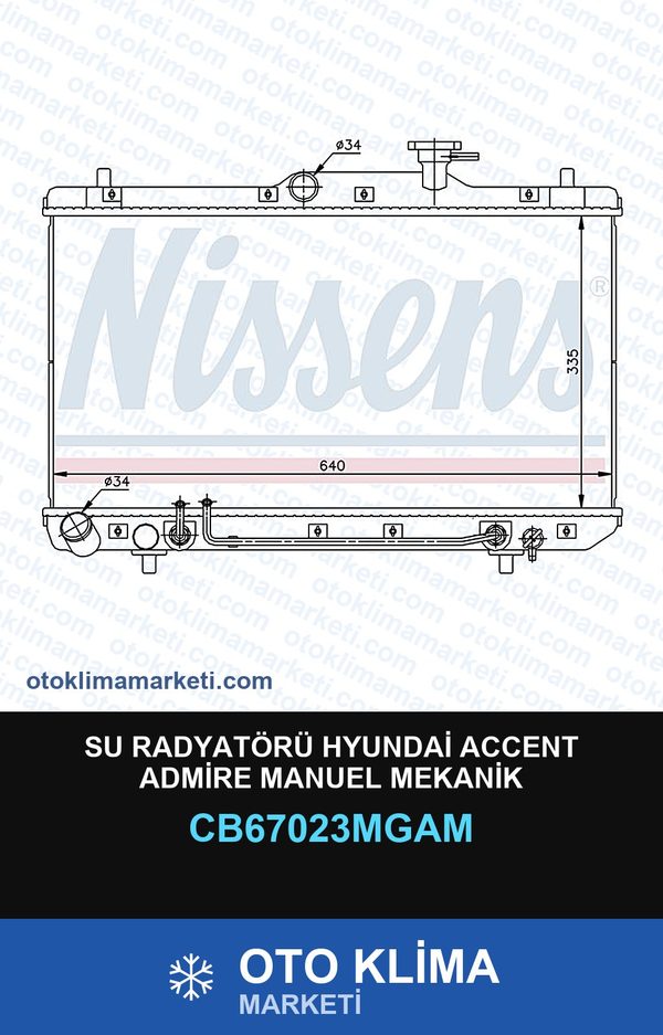 Su Radyatörü Hyundai Accent Admire Manuel Mekanik — SU RADYATÖRÜ — MGA marka — Uyumlu: HYUNDAI