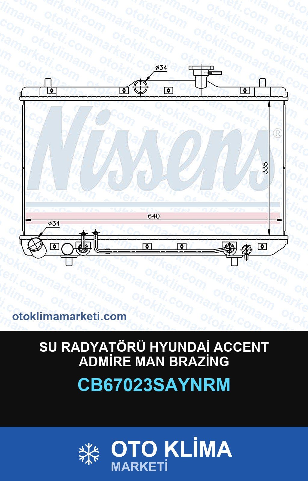 Su Radyatörü Hyundai Accent Admire MAN Brazing — SU RADYATÖRÜ — UNICORE marka — Uyumlu: HYUNDAI, MAN