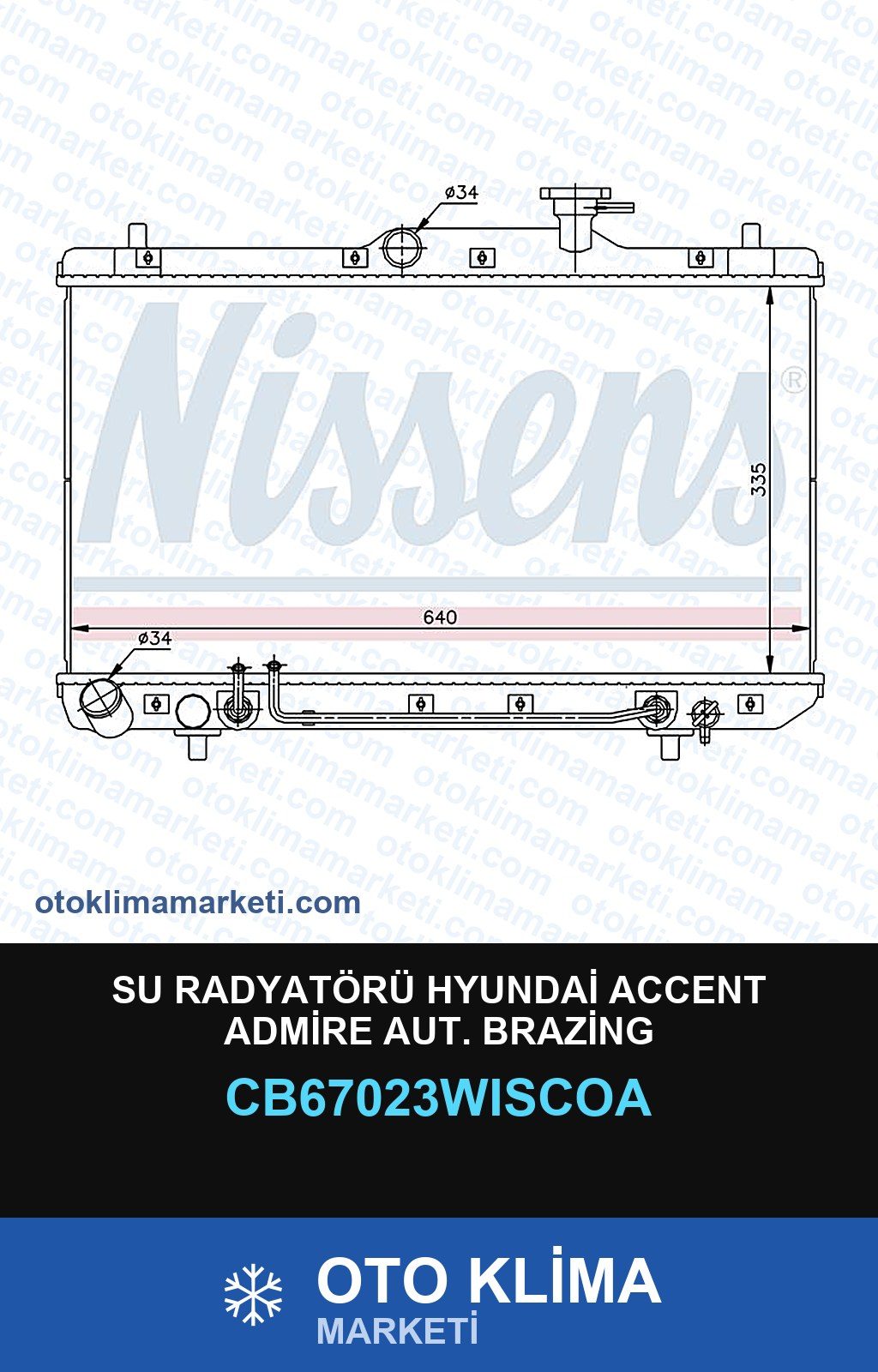 Su Radyatörü Hyundai Accent Admire Aut. Brazing — SU RADYATÖRÜ — WISCO marka — Uyumlu: HYUNDAI