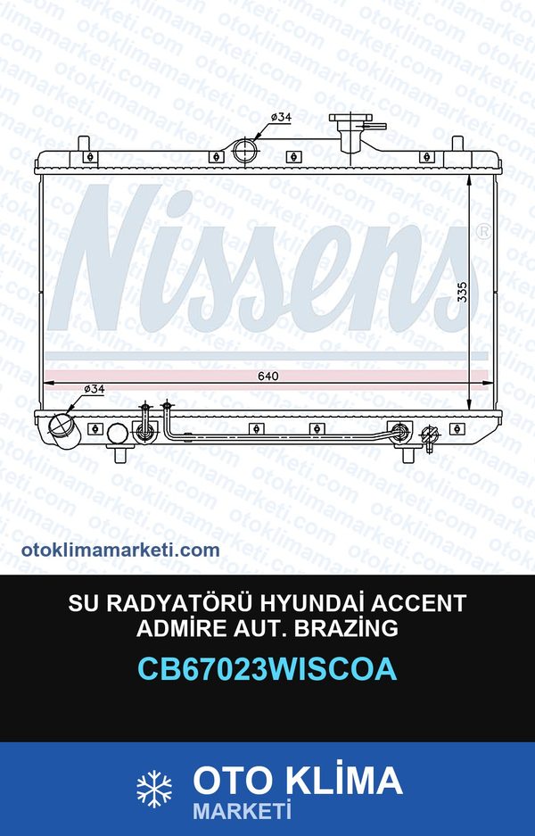 Su Radyatörü Hyundai Accent Admire Aut. Brazing — SU RADYATÖRÜ — WISCO marka — Uyumlu: HYUNDAI