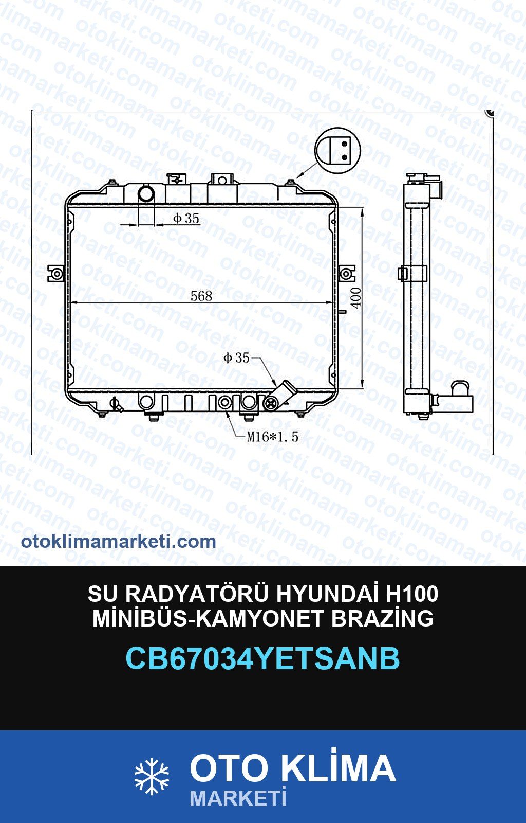 Su Radyatörü Hyundai H100 Minibüs-Kamyonet Brazing — SU RADYATÖRÜ — YETSAN marka — Uyumlu: HYUNDAI