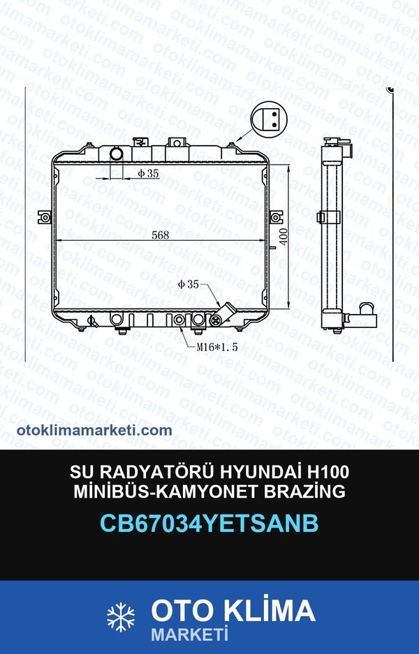 Su Radyatörü Hyundai H100 Minibüs-Kamyonet Brazing — SU RADYATÖRÜ — YETSAN marka — Uyumlu: HYUNDAI