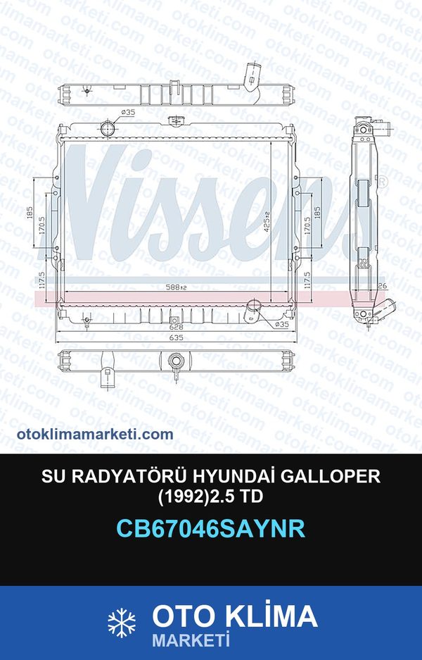 Su Radyatörü Hyundai Galloper (1992)2.5 Td — SU RADYATÖRÜ — UNICORE marka — Uyumlu: HYUNDAI