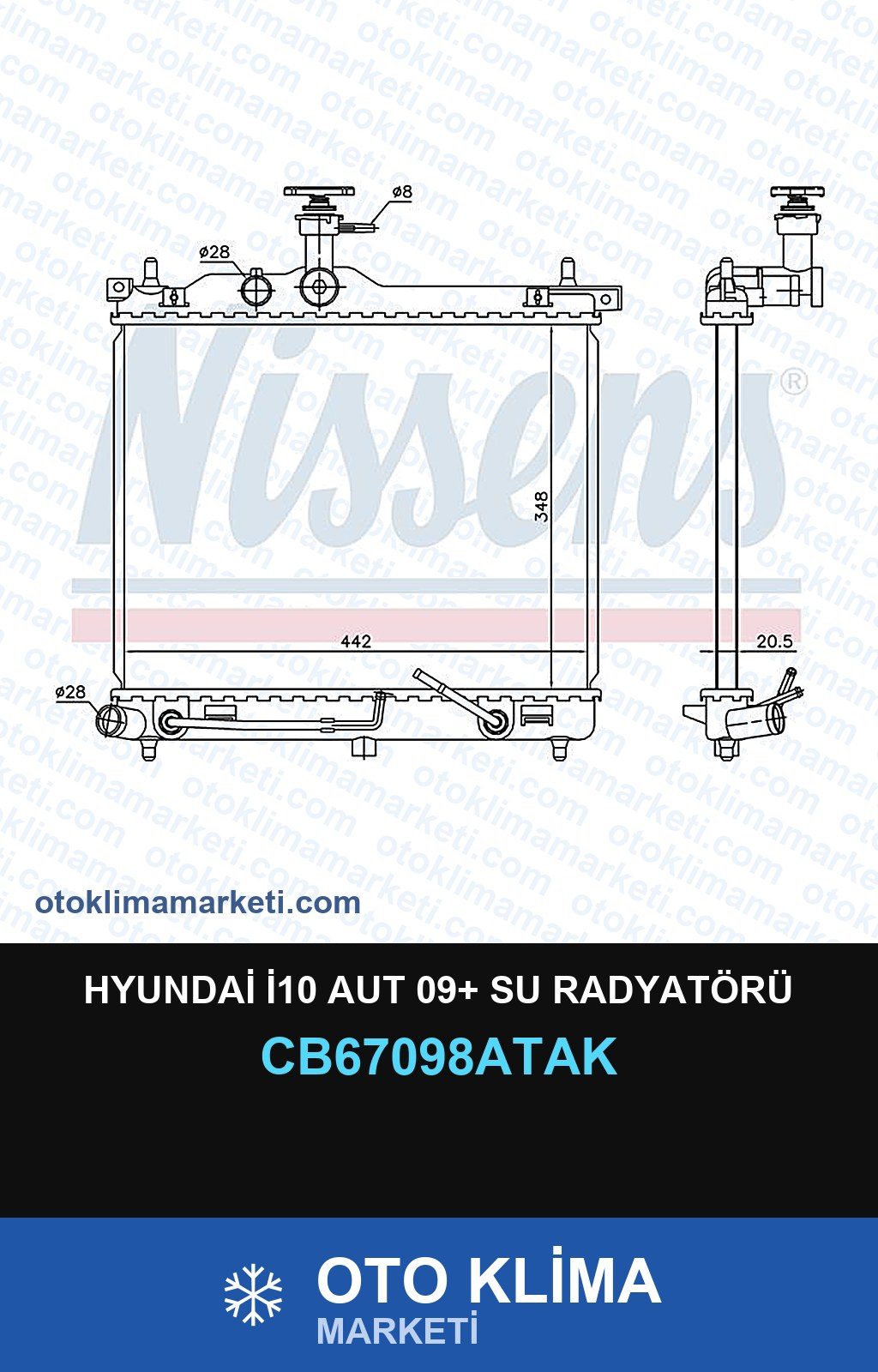 Hyundai İ10 Aut 09+ Su Radyatörü — SU RADYATÖRÜ — VEKA marka — Uyumlu: HYUNDAI