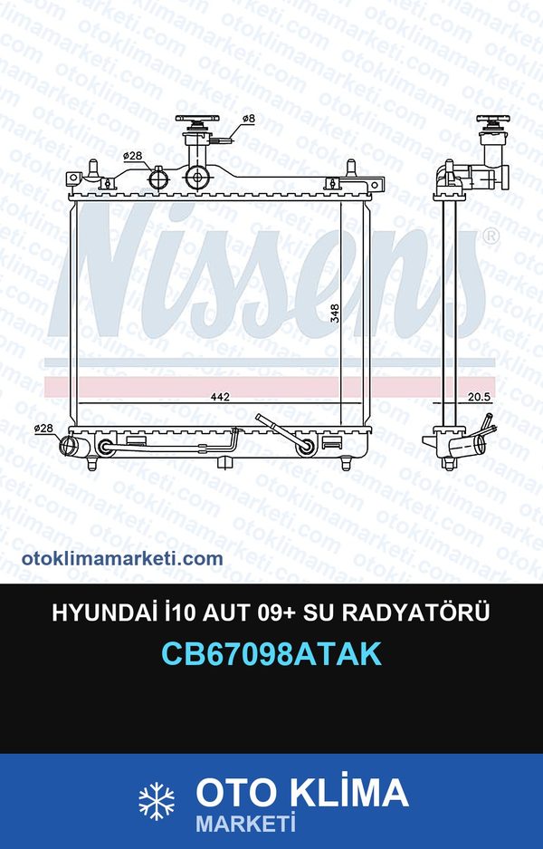 Hyundai İ10 Aut 09+ Su Radyatörü — SU RADYATÖRÜ — VEKA marka — Uyumlu: HYUNDAI