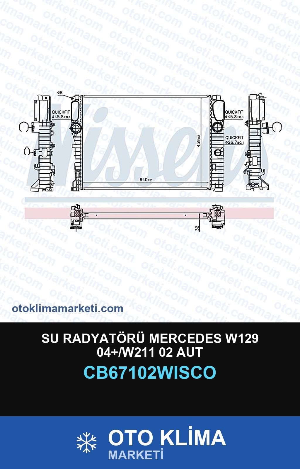 Su Radyatörü Mercedes W129 04+/W211 02 Aut — SU RADYATÖRÜ — WISCO marka — Uyumlu: MERCEDES BENZ