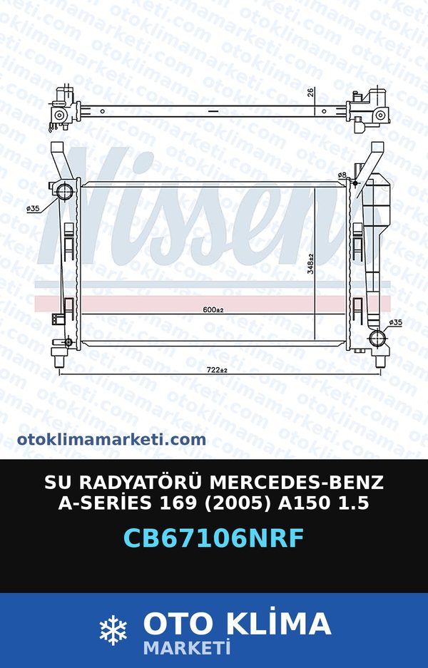 Su Radyatörü Mercedes-Benz A-Series 169 (2005) A150 1.5 Brazing — SU RADYATÖRÜ — NRF marka — Uyumlu: MERCEDES BENZ
