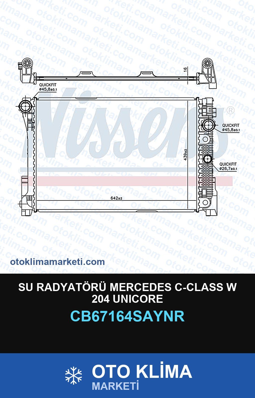 Su Radyatörü Mercedes C-Class W 204 Unicore — SU RADYATÖRÜ — UNICORE marka — Uyumlu: MERCEDES BENZ