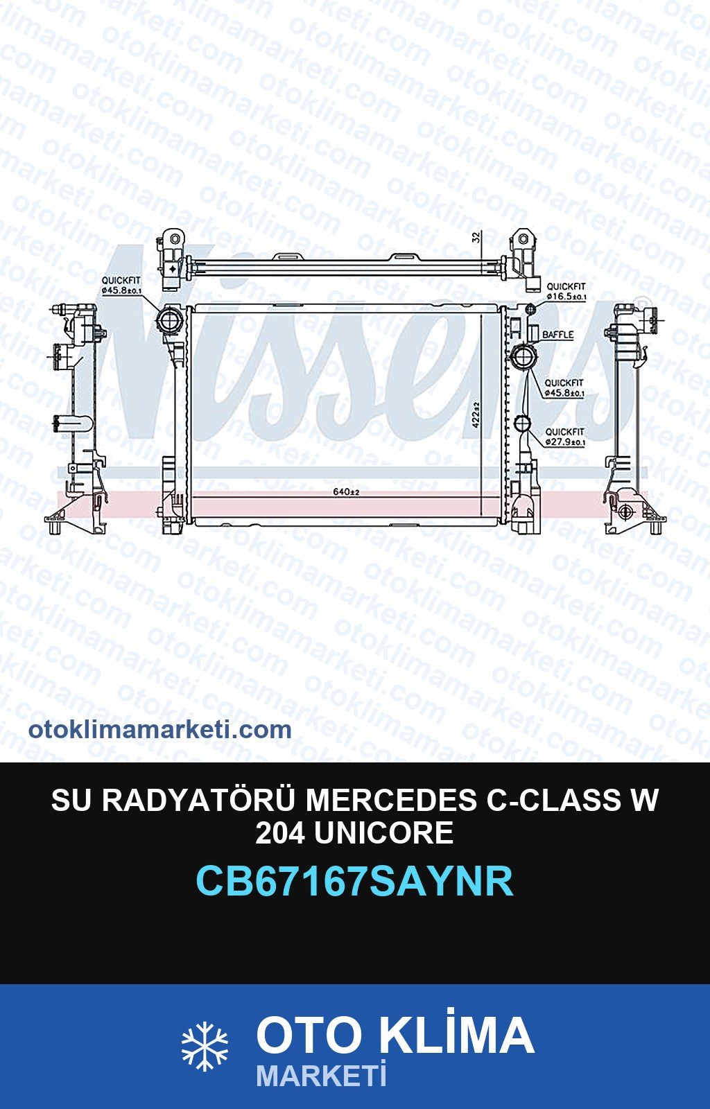 Su Radyatörü Mercedes C-Class W 204 Unicore — SU RADYATÖRÜ — UNICORE marka — Uyumlu: MERCEDES BENZ