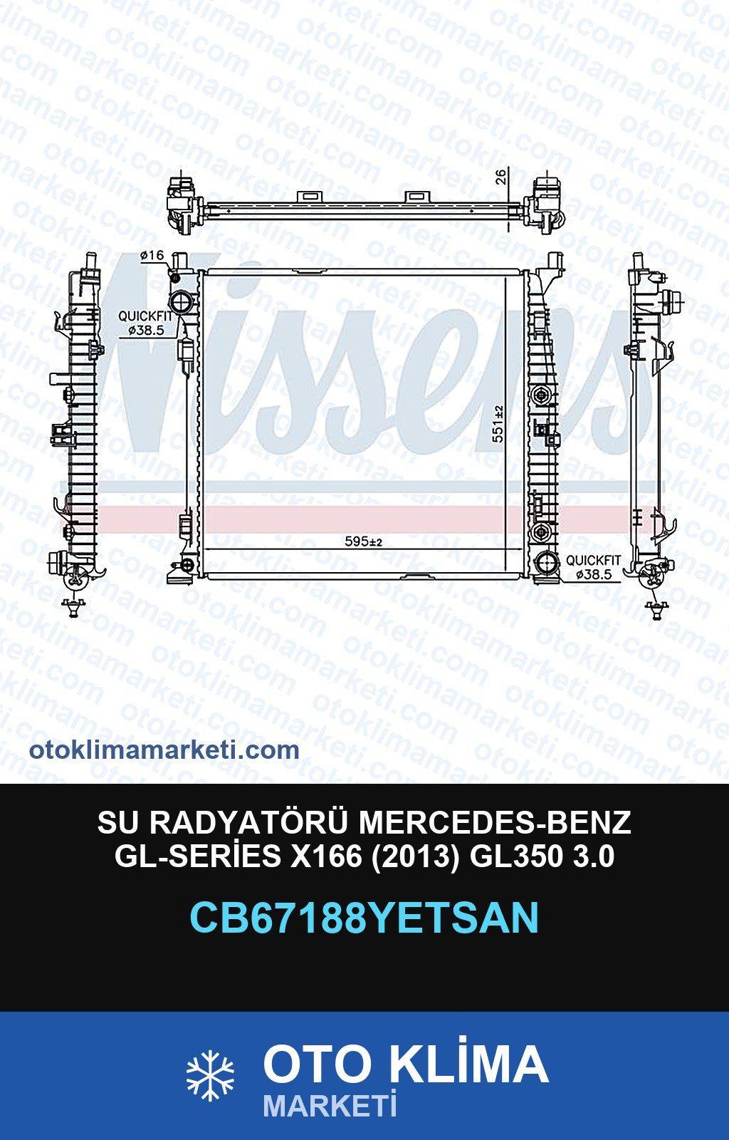 Su Radyatörü Mercedes-Benz Gl-Series X166 (2013) GL350 3.0 — SU RADYATÖRÜ — YETSAN marka — Uyumlu: MERCEDES BENZ