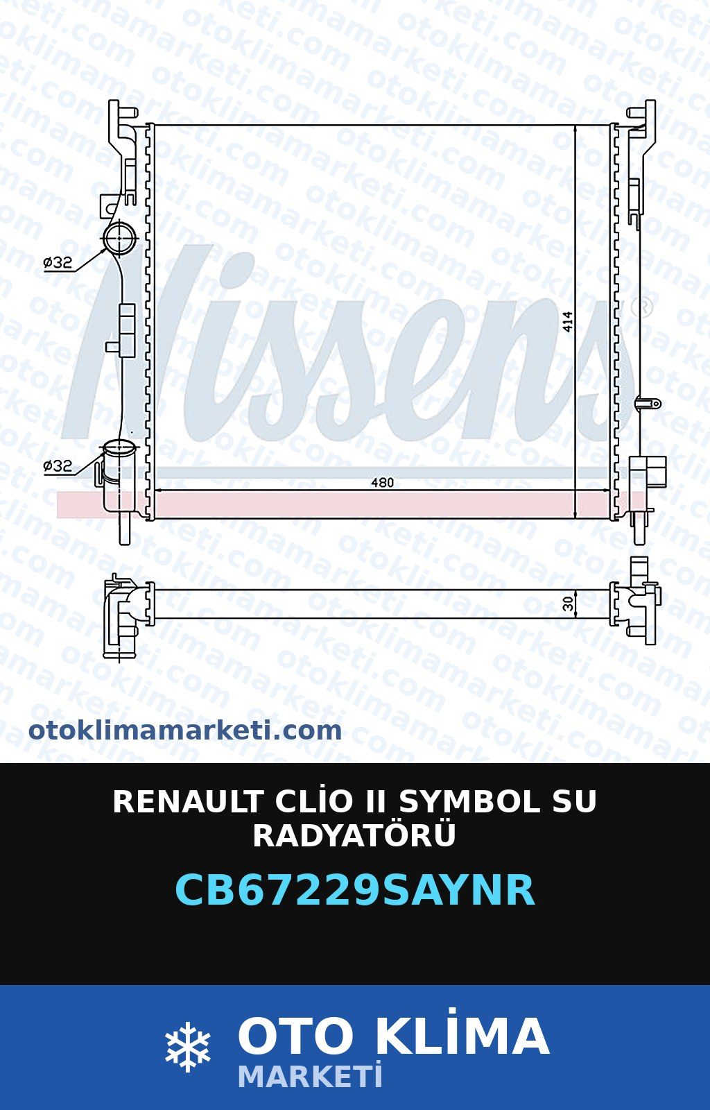 Renault Clio II (2) Symbol Su Radyatörü — SU RADYATÖRÜ — COOLTECH marka — Uyumlu: RENAULT