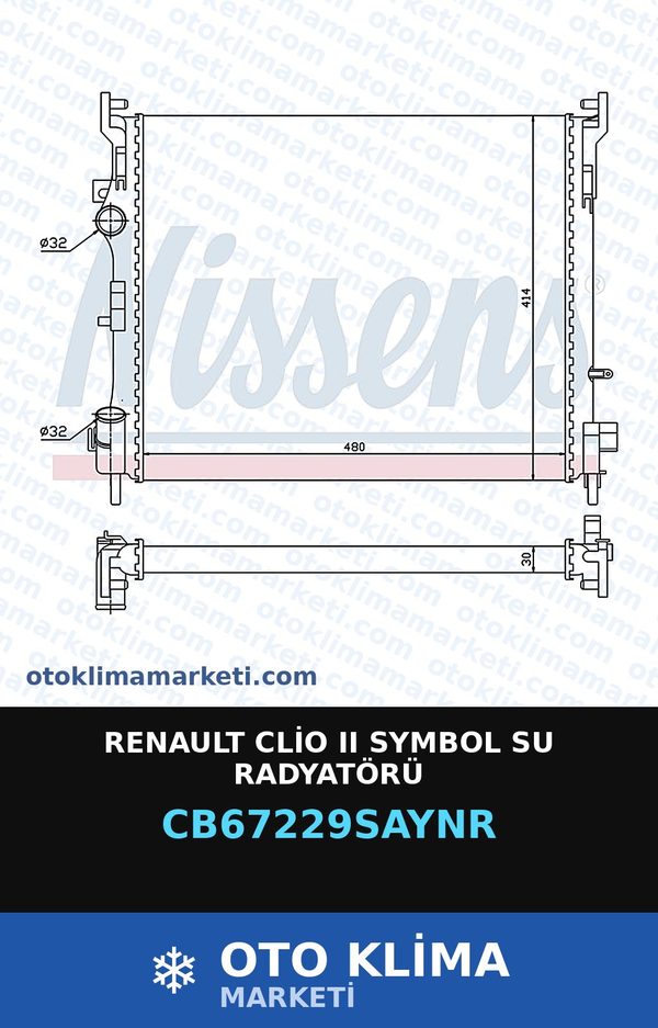 Renault Clio II (2) Symbol Su Radyatörü — SU RADYATÖRÜ — COOLTECH marka — Uyumlu: RENAULT