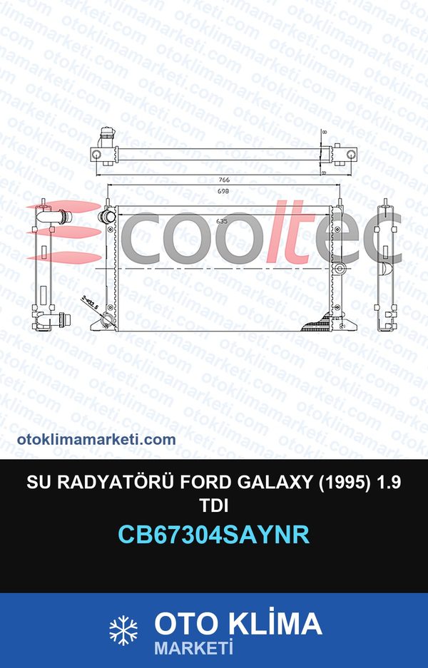 Su Radyatörü Ford Galaxy (1995) 1.9 TDI — SU RADYATÖRÜ — COOLTECH marka — Uyumlu: FORD