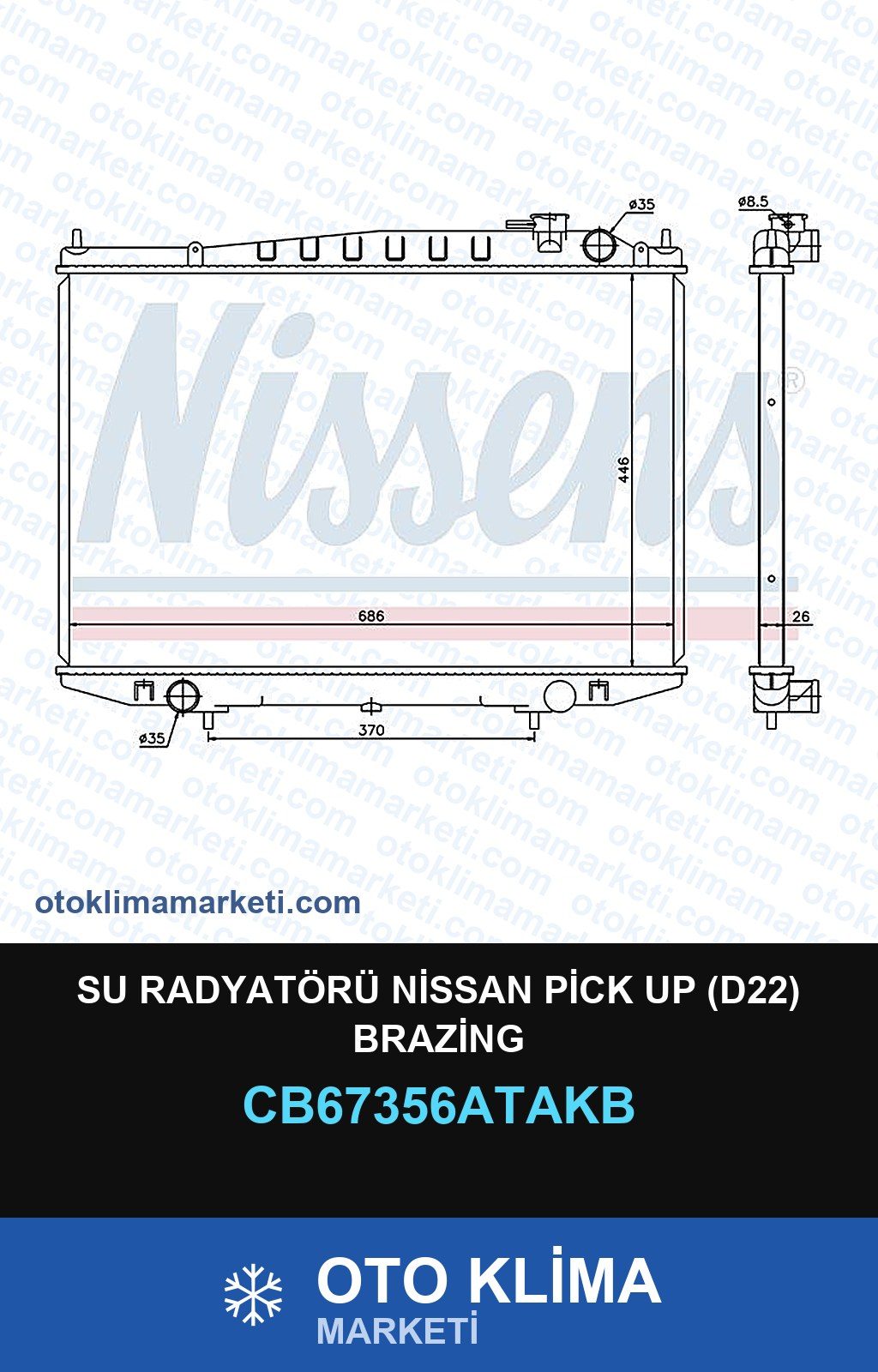 Su Radyatörü Nissan Pick Up (D22) Brazing — SU RADYATÖRÜ — VEKA marka — Uyumlu: NISSAN