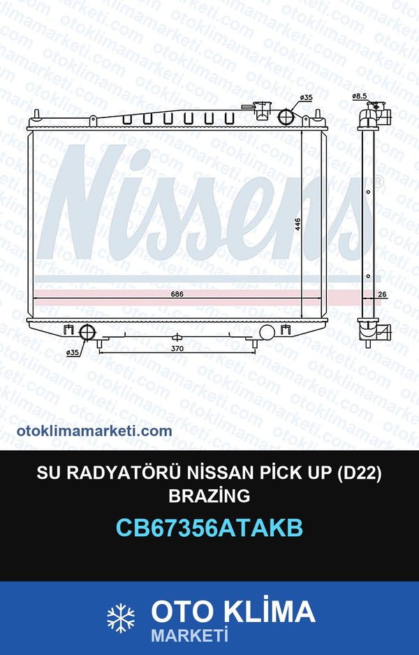 Su Radyatörü Nissan Pick Up (D22) Brazing — SU RADYATÖRÜ — VEKA marka — Uyumlu: NISSAN