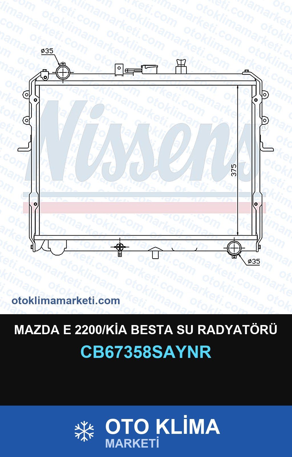 Mazda E 2200/Kia Besta Su Radyatörü — SU RADYATÖRÜ — UNICORE marka — Uyumlu: KIA, MAZDA