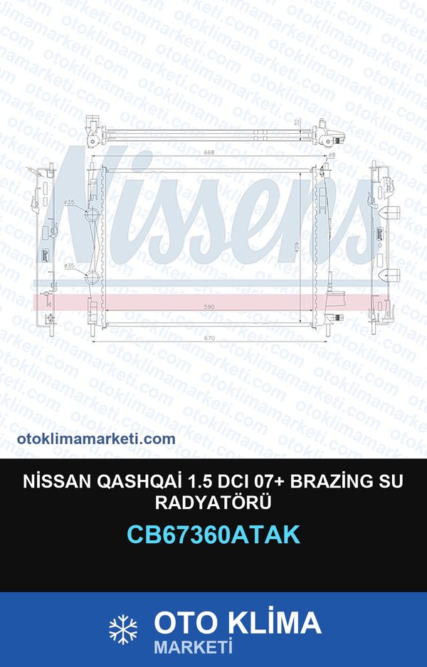 Nissan Qashqai 1.5 DCI 07+ Brazing Su Radyatörü — SU RADYATÖRÜ — VEKA marka — Uyumlu: NISSAN