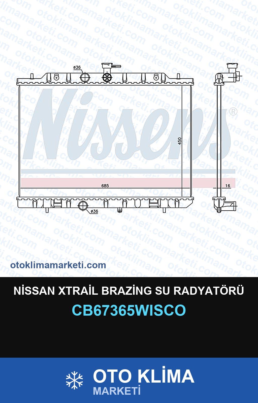 Nissan Xtrail Brazing Su Radyatörü — SU RADYATÖRÜ — WISCO marka — Uyumlu: NISSAN