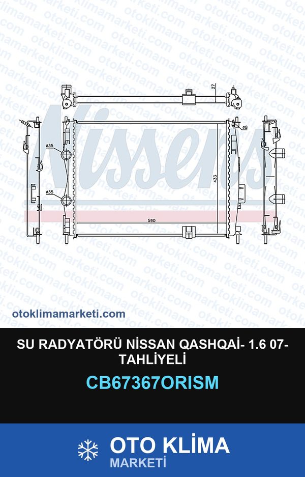 Su Radyatörü Nissan Qashqai- 1.6 07- Tahliyeli — SU RADYATÖRÜ — ORİS marka — Uyumlu: NISSAN