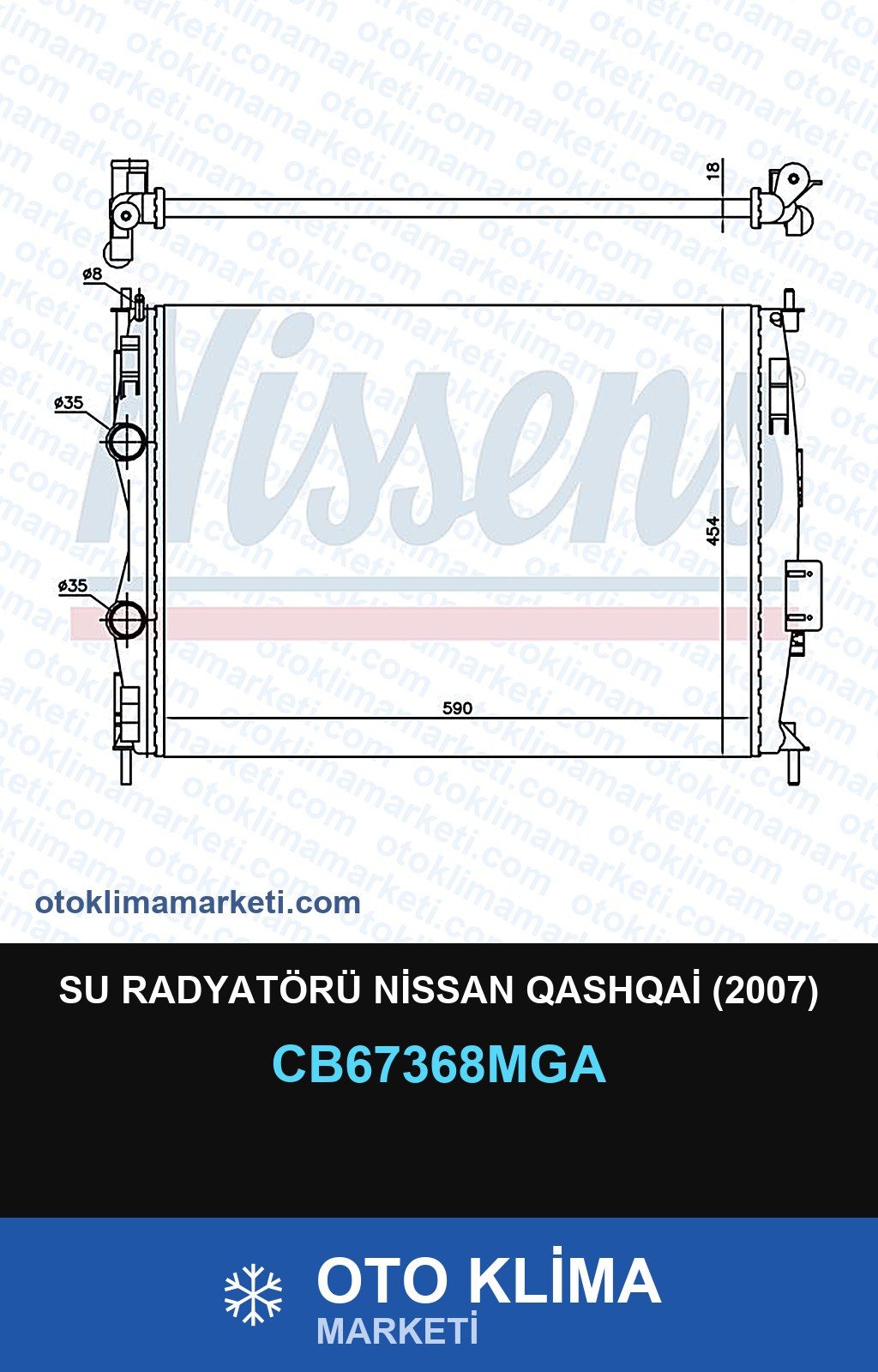 Su Radyatörü Nissan Qashqai (2007) — SU RADYATÖRÜ — MGA marka — Uyumlu: NISSAN