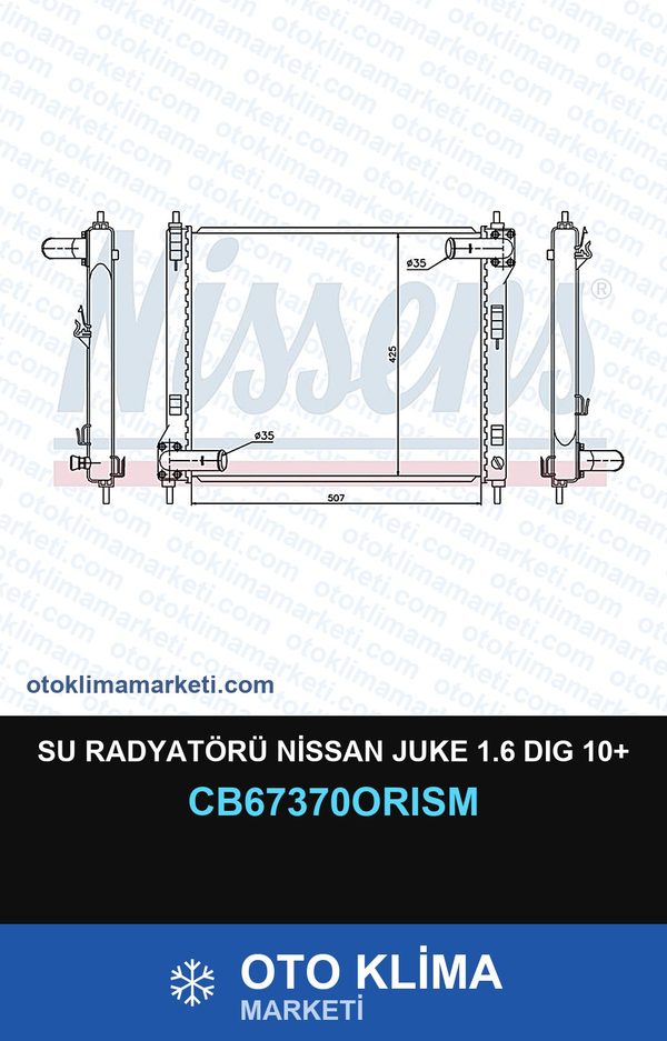 Su Radyatörü Nissan Juke 1.6 Dıg 10+ — SU RADYATÖRÜ — ORİS marka — Uyumlu: NISSAN