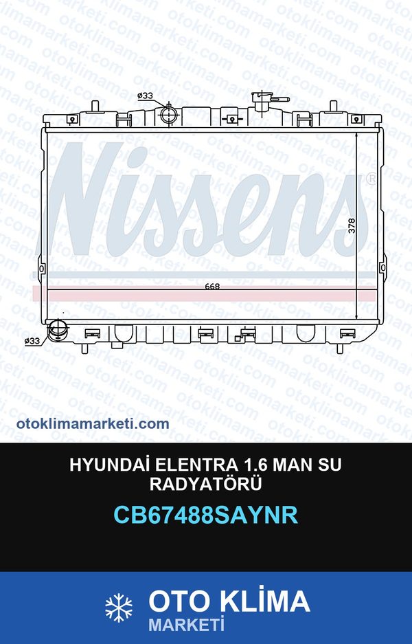 Hyundai Elentra 1.6 MAN Su Radyatörü — SU RADYATÖRÜ — UNICORE marka — Uyumlu: HYUNDAI, MAN