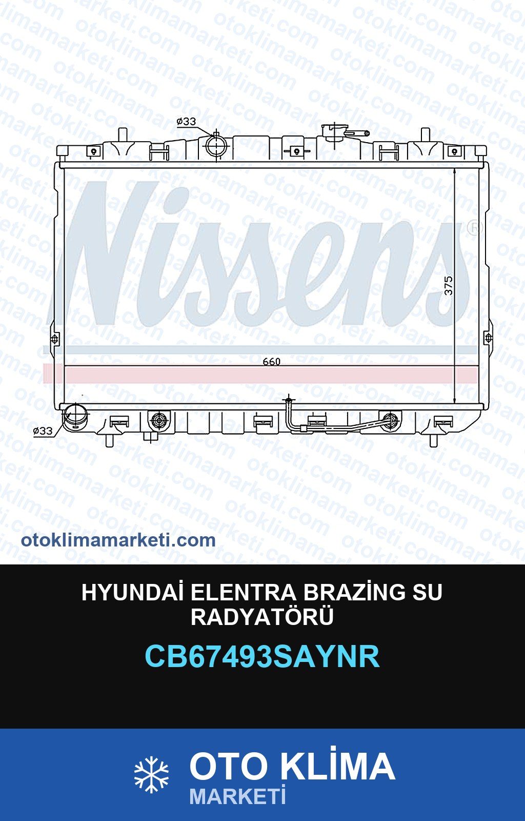 Hyundai Elentra Brazing Su Radyatörü — SU RADYATÖRÜ — UNICORE marka — Uyumlu: HYUNDAI