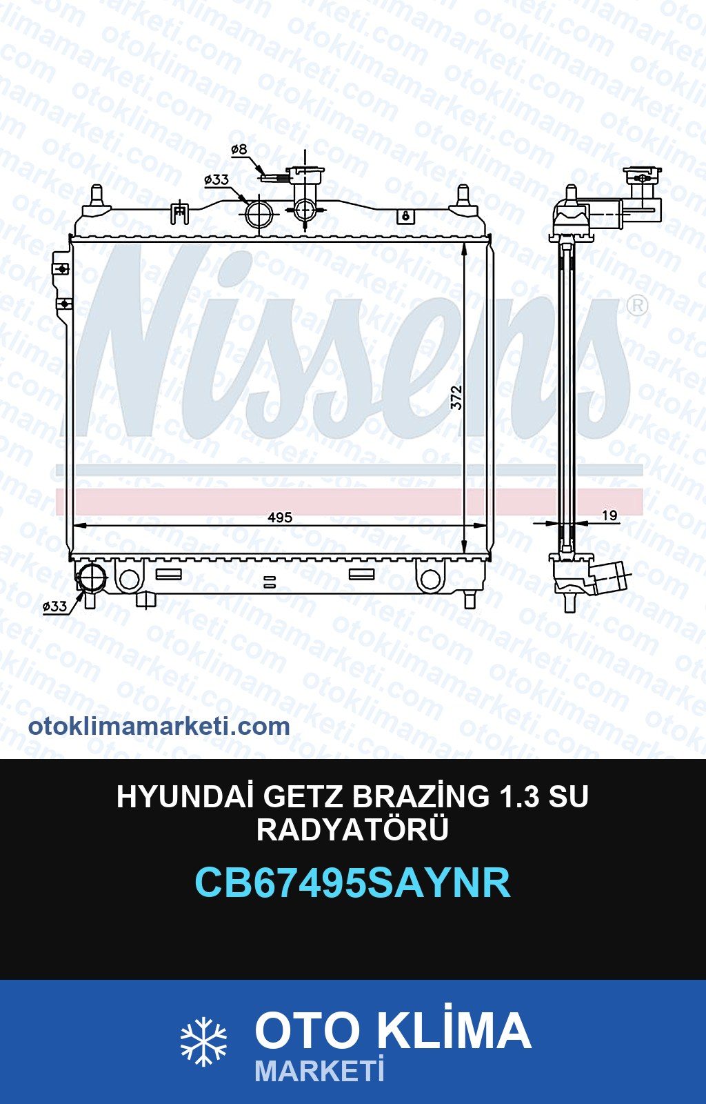 Hyundai Getz Brazing 1.3 Su Radyatörü — SU RADYATÖRÜ — UNICORE marka — Uyumlu: HYUNDAI