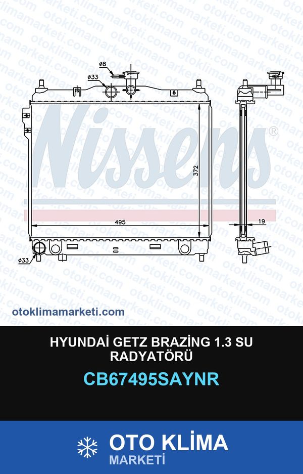 Hyundai Getz Brazing 1.3 Su Radyatörü — SU RADYATÖRÜ — UNICORE marka — Uyumlu: HYUNDAI