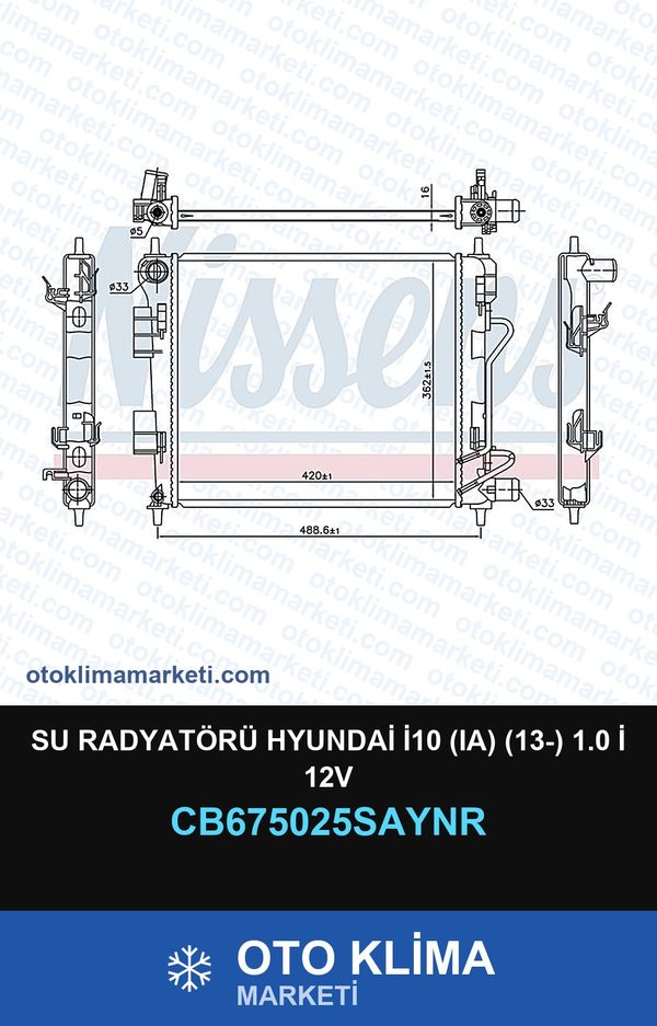 Su Radyatörü Hyundai İ10 (Ia) (13-) 1.0 İ 12V — SU RADYATÖRÜ — UNICORE marka — Uyumlu: HYUNDAI