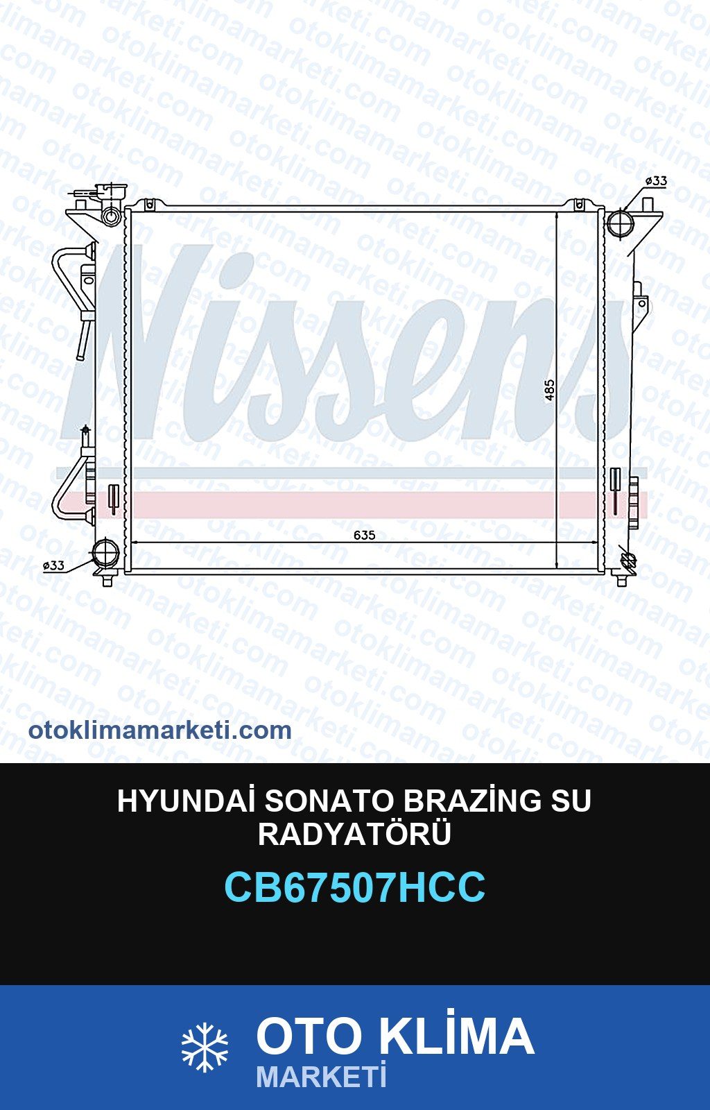 Hyundai Sonato Brazing Su Radyatörü — SU RADYATÖRÜ — HCC marka — Uyumlu: HYUNDAI
