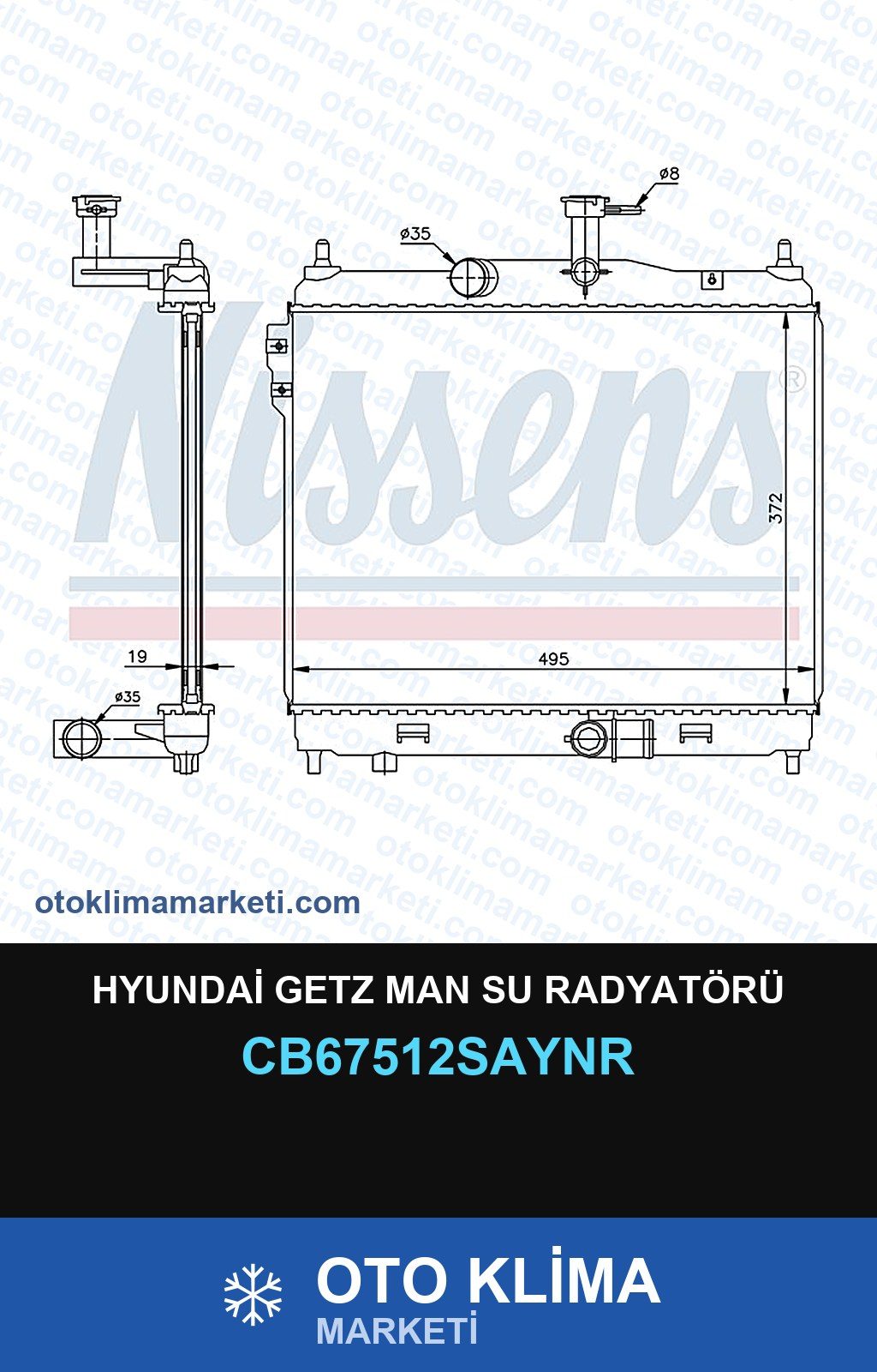 Hyundai Getz MAN Su Radyatörü — SU RADYATÖRÜ — UNICORE marka — Uyumlu: HYUNDAI, MAN
