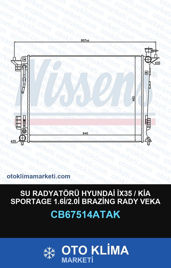 Su Radyatörü Hyundai İX35 / Kia Sportage 1.6İ/2.0İ Brazing Rady Veka — SU RADYATÖRÜ — VEKA marka — Uyumlu: HYUNDAI, KIA