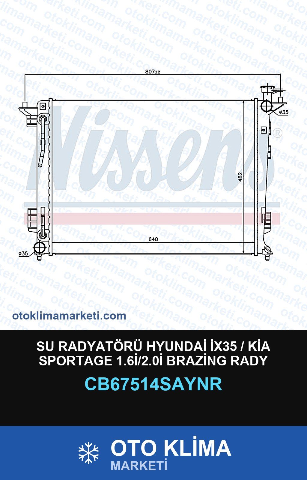 Su Radyatörü Hyundai İX35 / Kia Sportage 1.6İ/2.0İ Brazing Rady Unicore — SU RADYATÖRÜ — UNICORE marka — Uyumlu: HYUNDAI, KIA