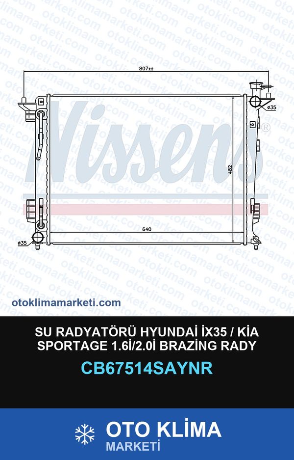 Su Radyatörü Hyundai İX35 / Kia Sportage 1.6İ/2.0İ Brazing Rady Unicore — SU RADYATÖRÜ — UNICORE marka — Uyumlu: HYUNDAI, KIA