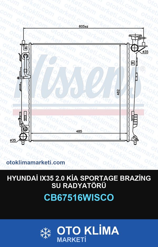 Hyundai IX35 2.0 Kia Sportage Brazing Su Radyatörü — SU RADYATÖRÜ — WISCO marka — Uyumlu: HYUNDAI, KIA