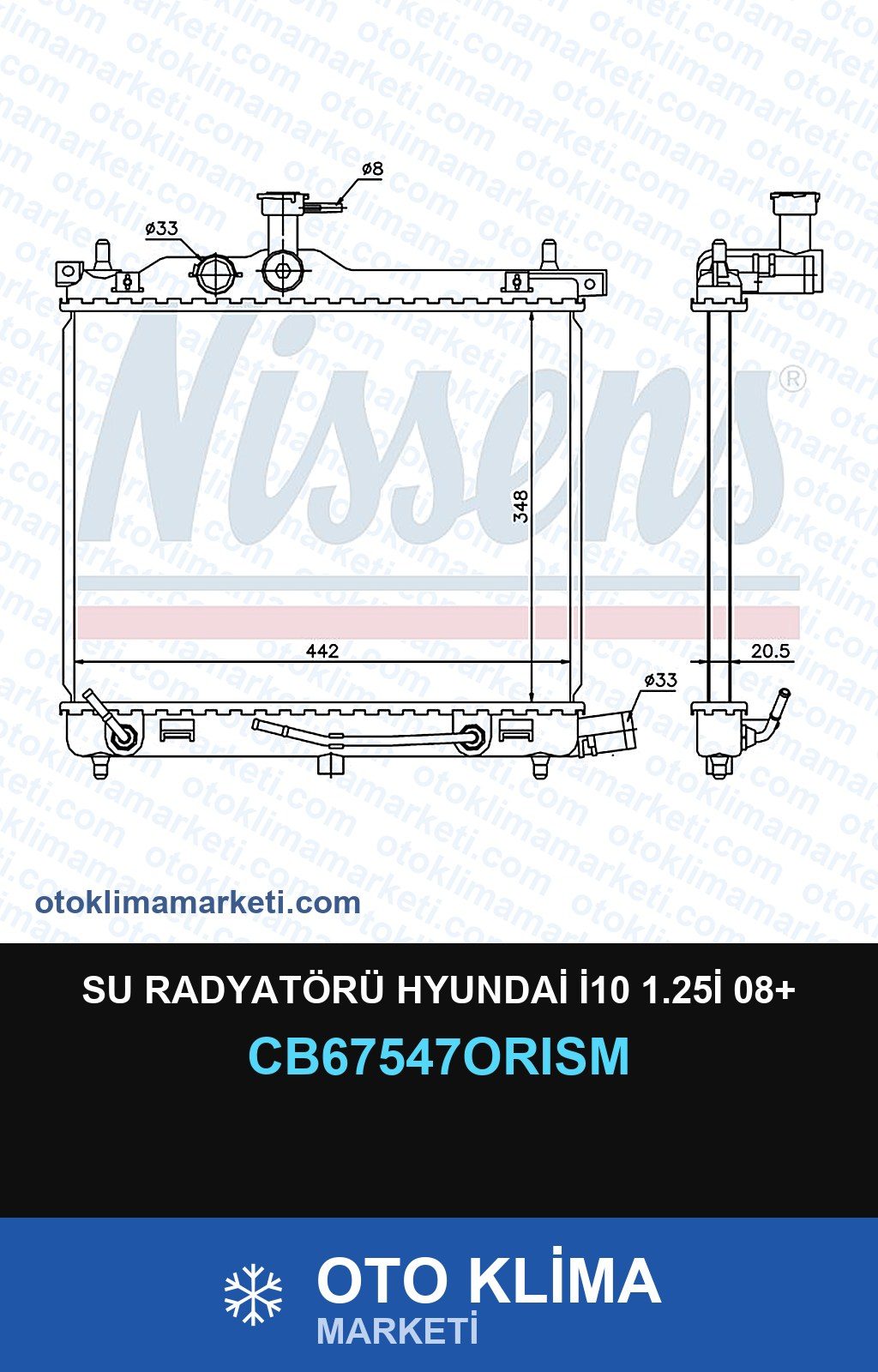 Su Radyatörü Hyundai İ10 1.25İ 08+ — SU RADYATÖRÜ — ORİS marka — Uyumlu: HYUNDAI